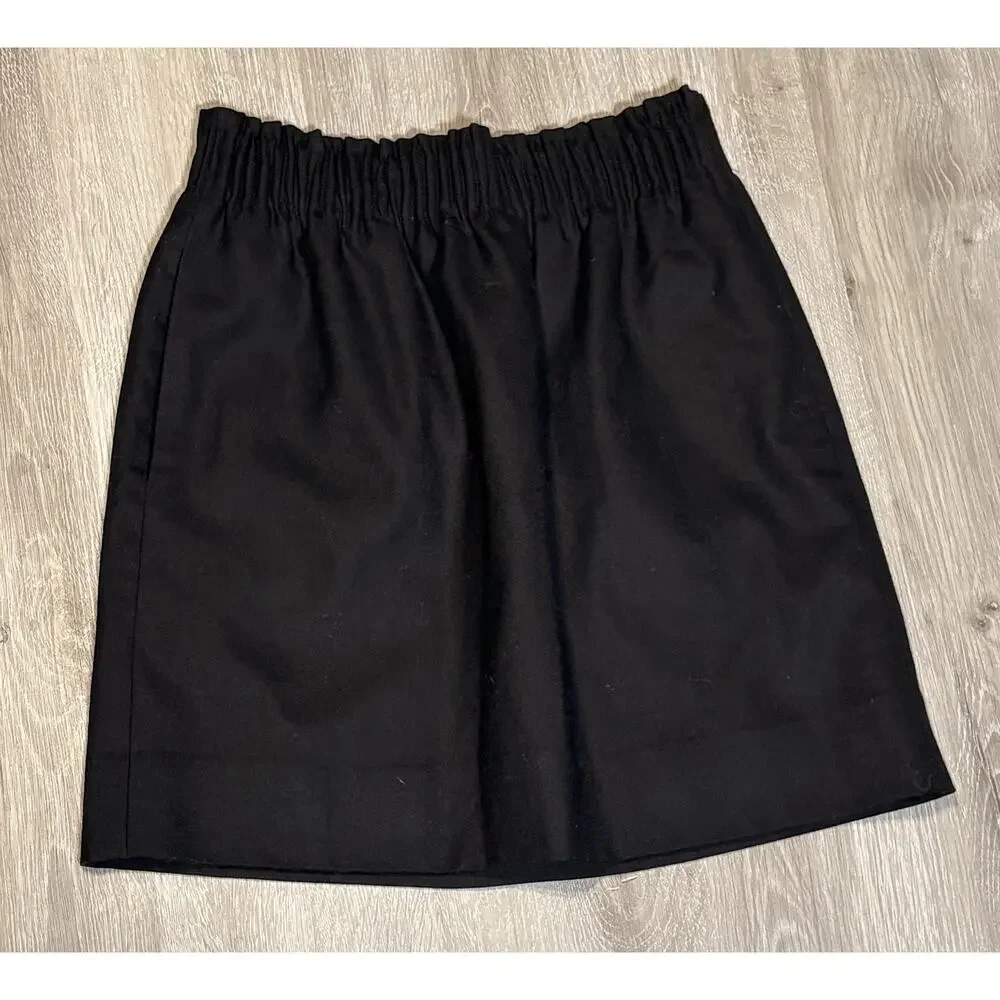 J. Crew Wool Blend Sidewalk Skirt Black Pull‎ On Pockets 95435 Size 0
